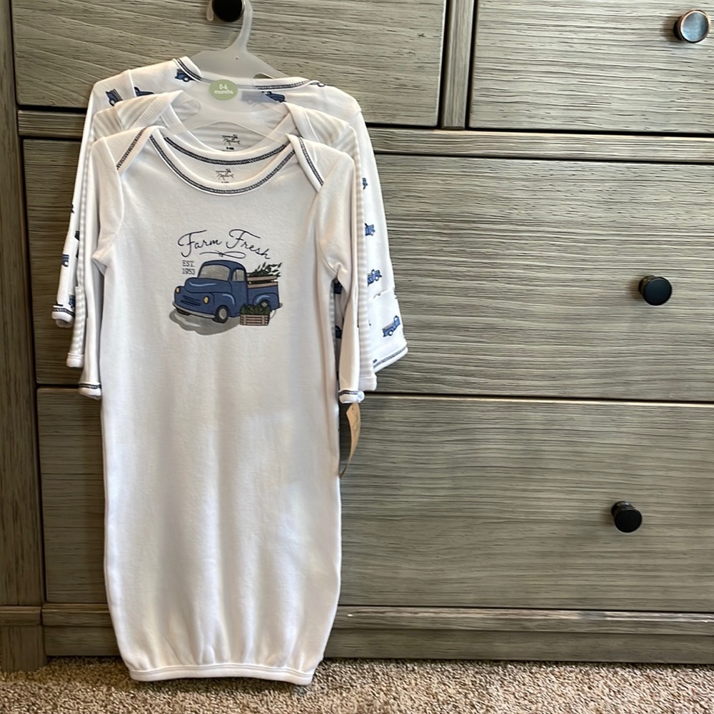 Touched by Nature sleep sack gowns blue trucks, 0-6 mo, NWT